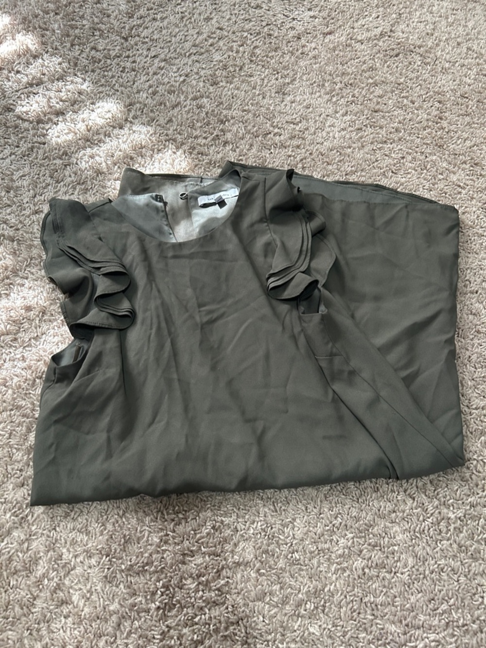Naked Zebra Olive Green Ruffle Sleeve Blouse